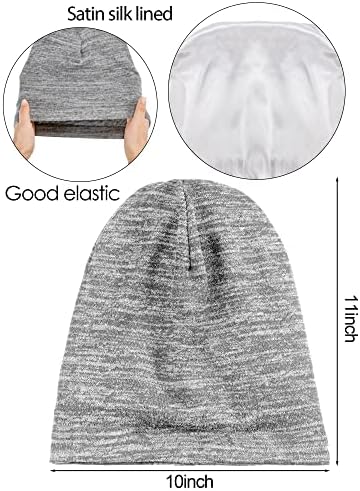 SATINIOR 4 Pieces Satin Lined Sleep Cap Silk Bonnet for Sleeping Women, Silk Hair Wrap Slouch Beanie Hat - Image 2