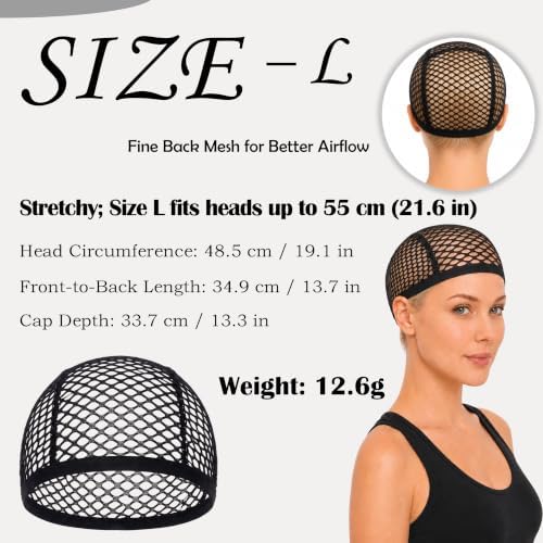 3 Pack Black Large Crochet Wig Caps for Wig Making - Image 3