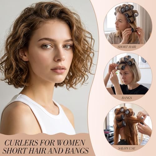 24 Pcs Self-Grip Small Hair Rollers Curlers Set, 25 mm, Black - Image 5