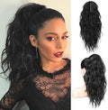 Flufymooz Ponytail Extension, 18 Inch Claw Clip Ponytail Extension, Wavy Curly Claw Clip in Ponytail Hair Extensions, Natural Fake Ponytail Synthetic Hairpiece for Women (Natural Black) by Flufymooz