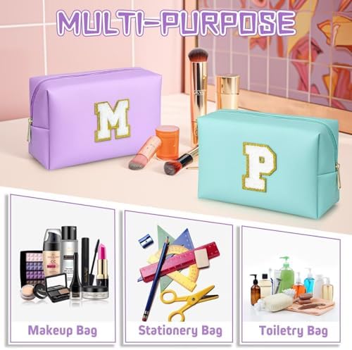 TOPEAST Mom Gifts for Mom, Personalized Initial Makeup Bag Cosmetic Bags for Women Cute Purple Makeup Pouch Birthday Gifts for Mom Mothers Gifts (Purple A) - Image 5