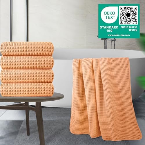 POLYTE 430 GSM Poly Blend Microfiber Quick Dry Waffle Bath Towel, 30x60 in - Image 2