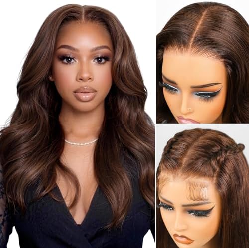 6x5 Chocolate Brown Body Wave Glueless Wigs Human Hair 20Inch by Megalookhair