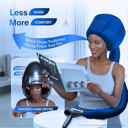 Granteva Hair Dryer Bonnet Attachment w/A Headband Integrated that Reduces Heat Around Ears & Neck - Blow Dryer Attachment for Hair Dryer, Speeds Up Drying Time - Image 6