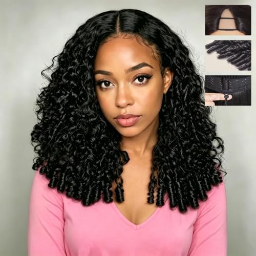 Burmese Curly V Part Wig Human Hair Upgrade U Part Wig 20 Inch by Maytune