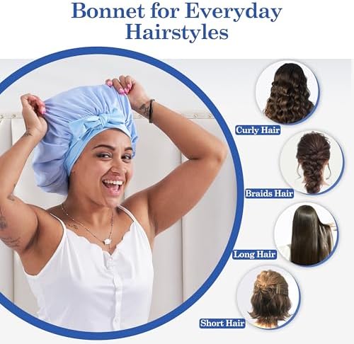 Tie Silk Bonnet Satin Curly Hair Wrap for Sleeping Women Anti Frizz - Image 5