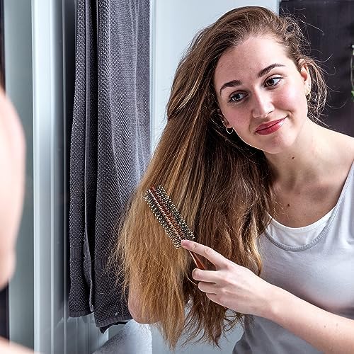 BESTOOL Small Brush for Short and Medium Hair, Blow Drying, Men's Beard Styling, Professional Smoothing and Curling Brush (Reddish brown) - Image 4