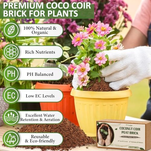 Legigo 6 Pack Coco Coir Bricks for Plants- 100% Organic Coconut Coir Soil - Image 2