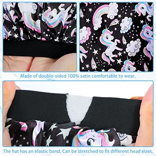4PCS Kids Satin Bonnet Child Sleeping Cap, Soft Silk Bonnet, Unicorn - Image 3