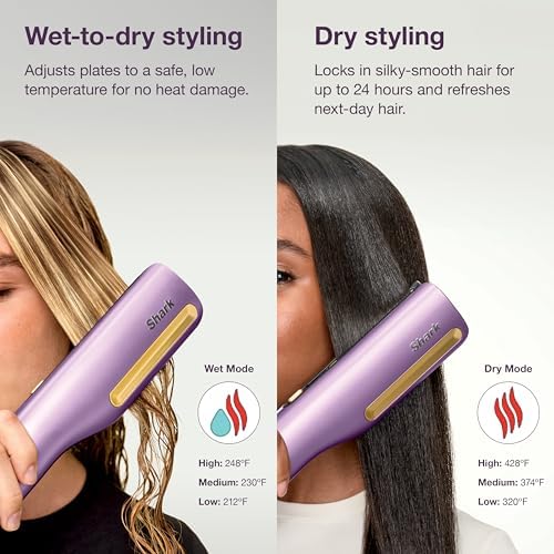 Shark SilkiPro Air Straightener & Blow Dryer, Flat Iron, Plum, HT400PU - Image 6