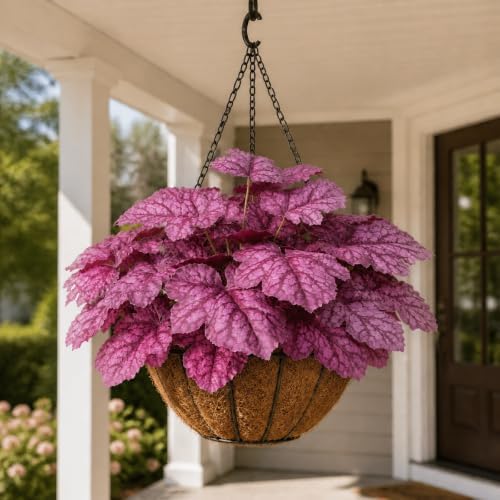 Artificial Fall Plants Fake Heuchera Greenery for Outdoor Porch Planters - Image 5