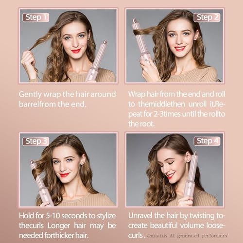 Dryhsip 5 in 1 Hair Styler & Wrap Air Curler, Low-Speed Hair Tools (Pink) - Image 5