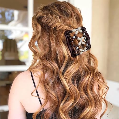 Suptizizkz 5 Pieces Stretchy Magic Hair Comb Adjustable Elastic Comb Hair Clip for Women Girls No Crease Hair Pins Vintage Hair Bun Maker Hair Accessories for Curly Thick Wavy Hair Ponytail, Mixed - Image 6