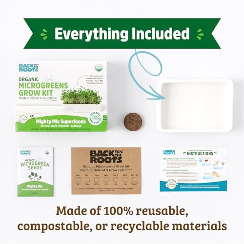 Back to the Roots Organic Microgreens Grow Kit with Ceramic Planter, Expandable Soil, Organic Seeds, and Germination Lid - Image 4