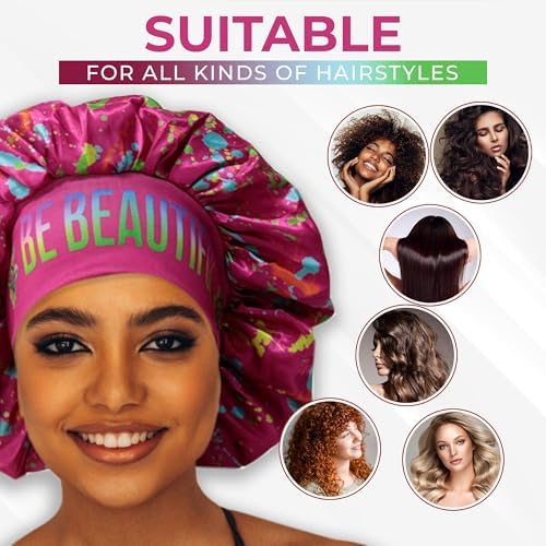 Discover premium reversible double layer silk satin sleeping bonnets designed for hair protection, moisture retention, and all-night comfort. Keep your hair healthy and frizz-free-pink - Image 6