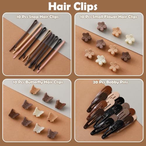 Brown Hair Accessories for Girls, 2194 Pcs Neutral Color Elastic Hair Ties Set with Rubber Bands Baby Hair Clips Bobby Pins Hair Styling Tools Hair Tie Cutter Hair Stuff for Toddler Kids - Image 4