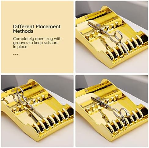 Hair Scissors Rack, Segbeauty Hair Salon Shear Holder for Stylist, Professional Barber Shop Scissors Organizer for Hairdressers, Golden Hair Cutting Scissors Storage Tray Available for 6 Scissors - Image 6