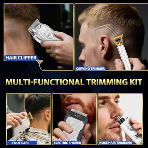 Hair Clippers for Men with LED Display, 4-in-1 Cordless Grooming Kit with Beard Trimmer, Foil Shaver & Nose Trimmer, Rechargeable Electric Hair Clipper Set for Home Barber, Personal Care & Gift - Image 7
