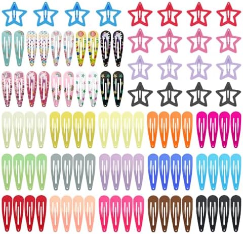 KUBOM 100 Pcs Colorful Hair Clips,Metal Cute Hair Barrettes Snap Non-Slip Metal Hair Clips for Girls, Toddlers, Kids, Women by KUBOM