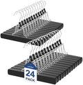 TOPIA HANGER 24 Pack Wooden Pants Hangers, Hair Extension Hangers Non Slip Skirt Hanger Wood Clamp with Velvet Padded 360° Swivel Hook for Jeans, Skirts, Trousers, Wigs Black CT68B by TOPIAHANGER