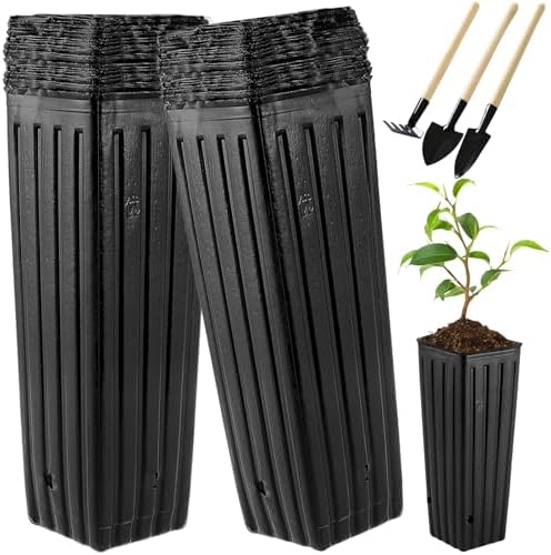50 Pcs 9.8" Tall Tree Pots Plastic Deep Nursery Treepots by Hzloyat