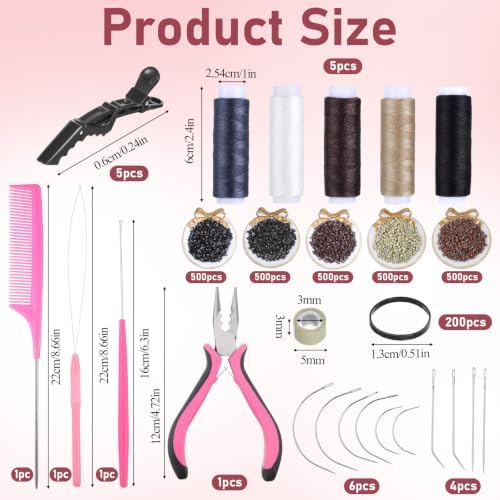 30 Pcs Hair Extension Tools Kit, Sew in Hair Extensions Kit - Image 2
