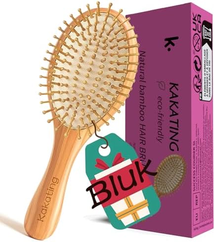 6 Pack Bamboo Hair Brush for Hair Growth | Natural Wooden Hair Brushes Detangling Massaging Scalp Bulk (Ellipse, Count, 6) by Unknown