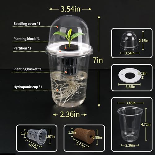 Clear Hydroponic Nursery Pots with Humidity Domes & Rrow Sponge 6-Pack - Image 2