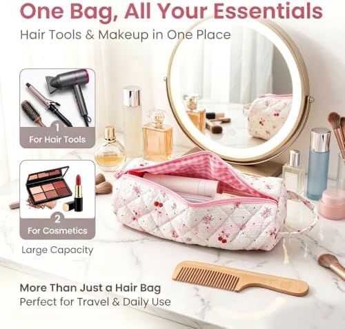 Pink Cherry Hair Tools Travel Bag,Portable Heat-Resistant Organizer - Image 6