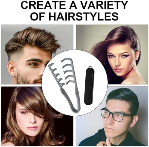2 Pack Texture Styling Comb, Wide Tooth Volumizing, ABS, Black Grey - Image 6