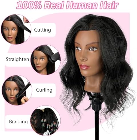 Opini 18" Mannequin Head 100% Human Hair for Hairdresser Practice Braiding - Image 2