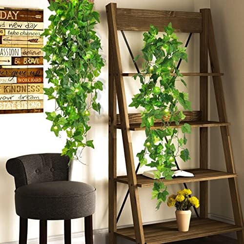 RECUTMS Fake Hanging Ivy Vines Plants with 30 LED Fairy String Lights 4Pcs - Image 3