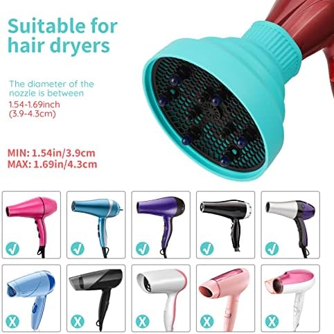 Collapsible Blow Dryer Diffuser, Segbeauty Travel Portable Hair Diffuser for Natural Curly Hair, Professional Lightweight Folding Diffuser Attachment for Dryers Nozzle 1.54 to 1.69 inches Ice Blue - Image 2