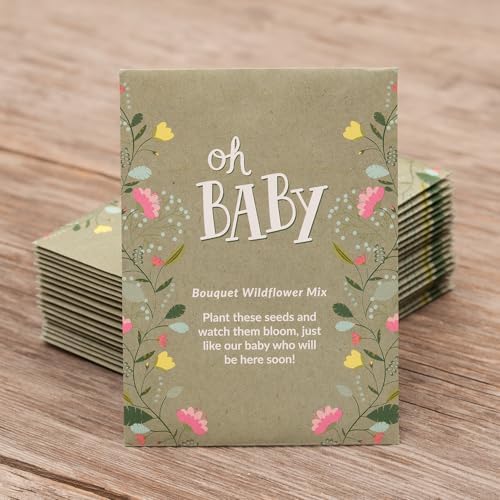 BENTLEY SEED CO. Oh Baby Seed Packets|Girl or Boy Baby Shower Favors for Guests | 25 Wildflower Seed Packets | Pre-Filled | Bouquet Wildflower Mix | Non-GMO Seeds | Gender Neutral | Eco-Friendly Gift - Image 6