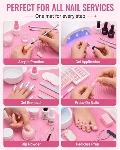 Makartt 20 Pcs Pink Disposable Nail Mats, Waterproof - Image 4