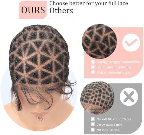 Braided Wig Cap with Baby Hair for Crochet Braids - Glueless Double Full HD Lace Wig Cap for Black Women (99-Triangel Sections) - Image 3