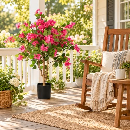 3FT Artificial Bougainvillea Tree, Faux Bougainvillea for Indoor Outdoor Decor, Lifelike Bougainvillea Artificial Flowers Plant for Outdoors, Front Porch, Entryway, Office & Living Room - Image 5