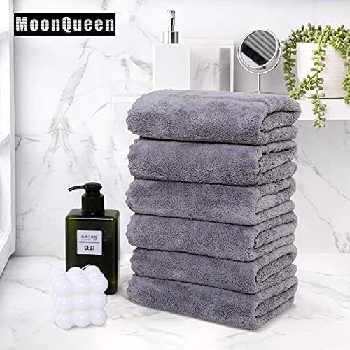 MOONQUEEN 18 Pack Premium Hand Towels - Quick Drying - Microfiber Coral Velvet Highly Absorbent Towels - Multipurpose Use as Hotel, Bathroom, Shower, Spa, Hand Towel 16 x 28 inches (Light Grey) - Image 4