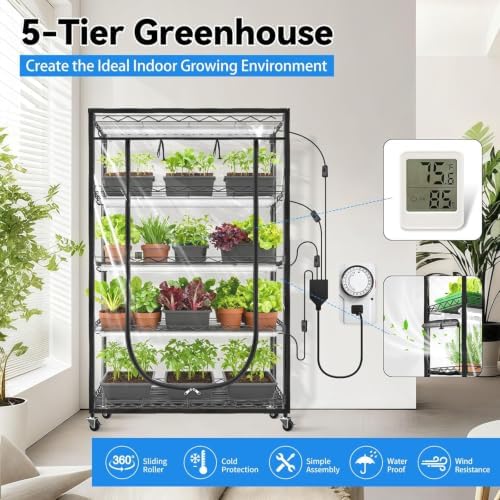 JESLED Indoor Greenhouse with Grow Light, 35.4x13.8x70IN - Image 4