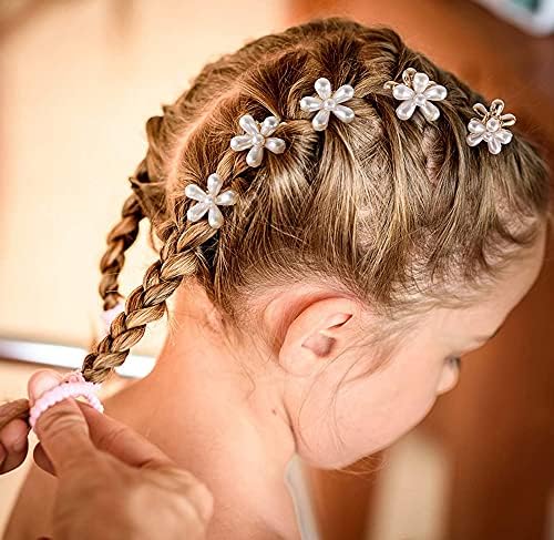 10 Pcs Pearl Mini Claw Clips Daisy Floral Hair Clips, Sweet Artificial Bangs Clips Decorative, Decorative Hair Accessories for Women and Girls (Pack of 2) - Image 4