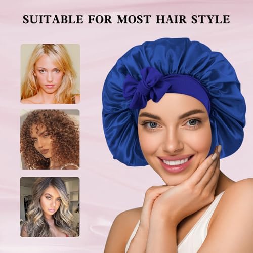 my novel things 3Pcs Satin Bonnet for Sleeping Women Adjustable Tie Band - Image 5