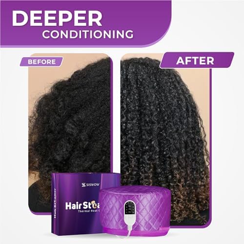 Hair Steamer for Deep Conditioning w/10-level Heats Up Quickly, Heating Cap for Deep Conditioner - Thermal Steam Cap for Black Hair, Great for Hair Treatment (Purple) - Image 2