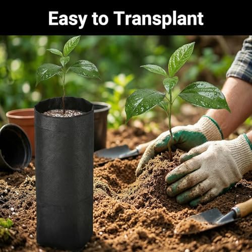 Fabric Grow Bags - 7x13.8 inches Breathable Black Seed Starter Plant Grow Bags for Seedling Pots, Nursery Pots for Plants, 50pcs - Image 5