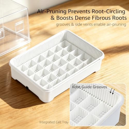 Seed Starter Tray Kit with Adjustable-Vent Humidity Dome & Air‑Pruning Cells, Reusable Plant Germination Trays with Superior Air & Drainage, Foldable‑Side Cells for Easy Transplanting, 30‑Cell - Image 6