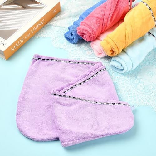 Microfiber Hair Towel Wrap 2 Pack Hair Drying Towel with Button for Women Hair Towel Turban Quick Dry Anti-frizz Absorbent Head Hot Pink - Image 3