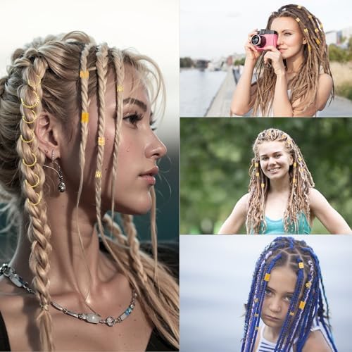 190 Pcs Gold Hair Jewelry for Braids & Dreadlocks - Loc Jewelry with Ring Cuffs, Clips, Charms & Decorations for Men, Women & Girls - Image 3