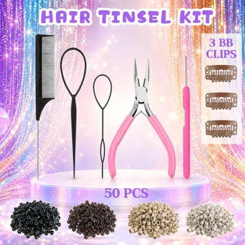 Hair Tinsel Kit for Girls 20 Colors Fairy Glitter Tinsel Hair Extensions - Image 2