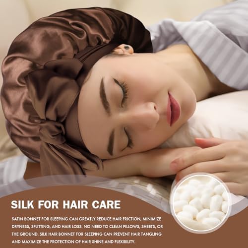 Silk Bonnet for Women,Adjustable Double Layer Sleep Cap - Image 5