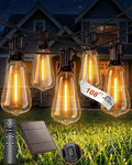 108FT (48+2) Outdoor String Lights Solar Powered, ST38 Dimmable Patio Lights with Remote & USB Charging, Dusk to Dawn, 2700K LED String Solar Light for Backyard, Garden, Porch, Wedding Decor by OutdoorStringLights