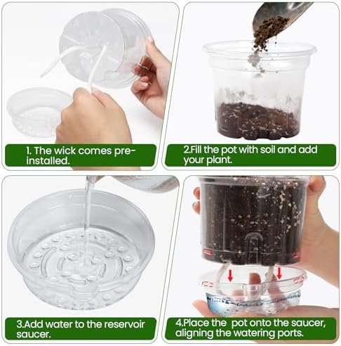MIXC 15 Pcs 10/8/6.5in Self Watering Pots for Indoor Plants with Drainage - Image 5